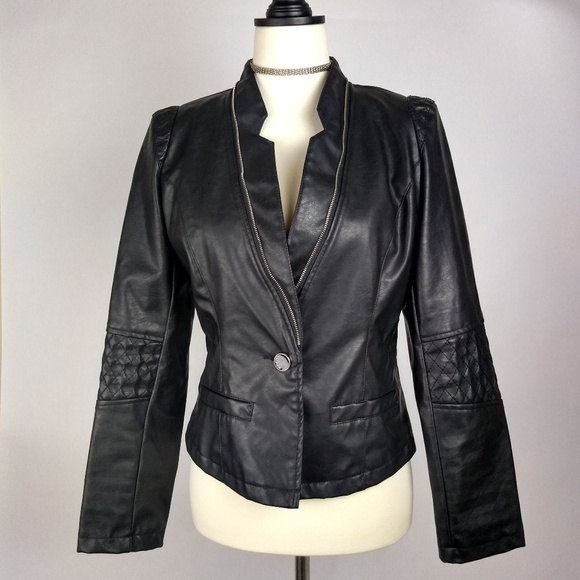 New Light Jackets & Blazers - {New Light} Vegan Leather Blazer Jacket EUC
